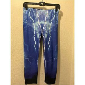 Gearbunch Blue Lightning Print Leggings crop size M